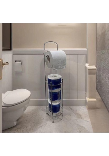 Suntek Dikey Tuvalet Kağıdı Tutucu Kağıt Rulo Pratik Demir Gümüş