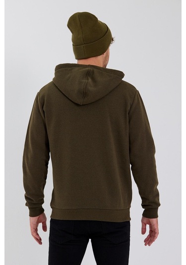 Age Of State Nakışlı Fermuarlı 3 İplik Sweatshirt Haki