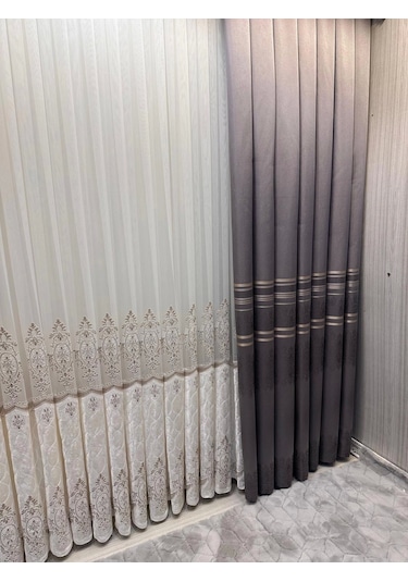 Nivemeshome Ft632255 V-5422 Antakya Gri 1/3 Sık Pileli Fon Perde Apm Gri