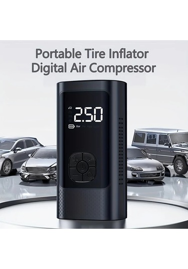 Primepickings 1 Adet Dijital Lastik Şişirme Cihazı Black Taşınabilir Usb Şarjlı Hava Kompresörü Abs Malzeme Araç Bisiklet Motor Spor Ekipmanları İçin