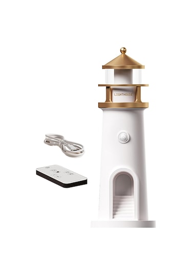 Tcherchi Led Deniz Feneri Ay Lambası Projektör Gece Lambası, Şarj Edilebilir Ay Işığı Projeksiyon Gece Lambası Sarı Işık