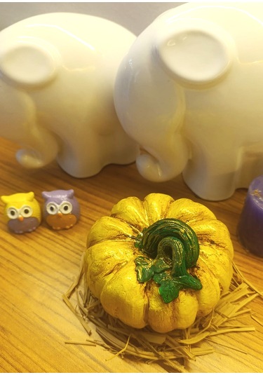 Büyük Boy El Boyaması Sarı Kabak Biblo-dekoratif Ev Ürünü-rustik Hasat Kabak Figürü 10 Cm Sarı