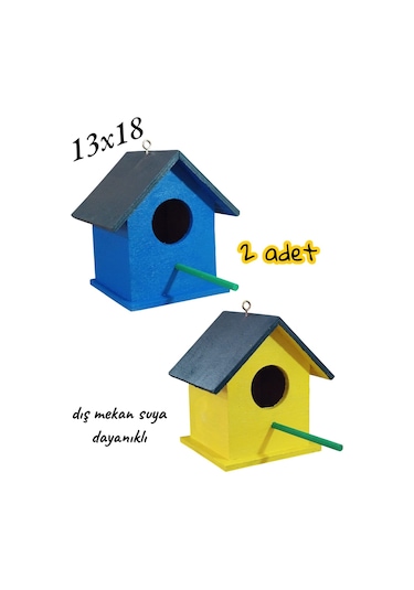 Değerli Hobi Ahşap Kuş Yuvası Kuş Evi 2 Adet 13 x 18 CM