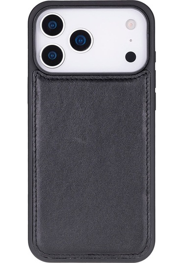 Bloomcase Magic Wallet Obsidian Black iPhone Uyumlu 17 Pro 6.3" Hakiki Deri Çıkarılabilir Cüzdanlı Telefon Kılıfı Siyah