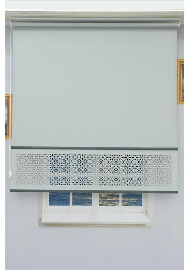 Lazer Stor Perde - Renkli Çıta Detaylı Gri