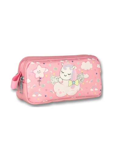 Cennec Sevimli Unicorn Kız Çocuk Pembe Isı Yalıtımlı Beslenme Çantası Ve Kalemlik Seti