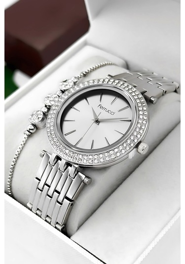 Ferrucci Çelik Kordon & Şık Tasarım, Kadın Kol Saati, 3atm Suya Dayanıklı Gümüş Sdfer154 Çok Renkli