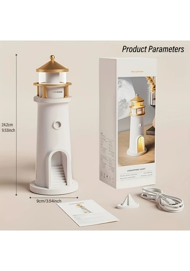 Willowhaven 1pc Moonlight Deniz Feneri Projeksiyon Lambası Gece Işığı Hareket Sensörlü Yatak Başı Lambası