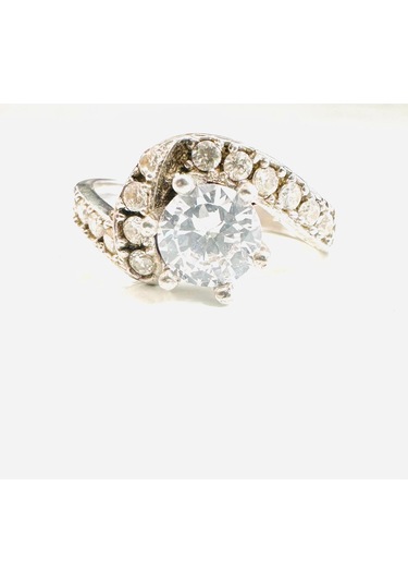 925 Ayar Gümüş Yüzük Alyans Parlak Zirkon Taşlı