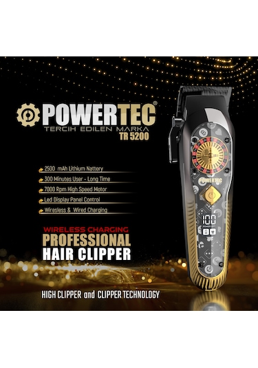 Powertec TR-5200 Profesyonel Saç Kesme Makinesi