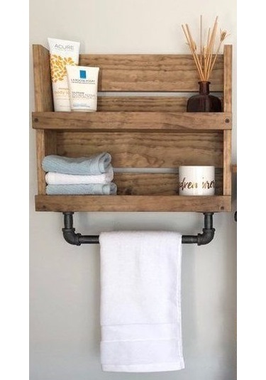 Halevia Ahşap Çok Amaçlı Raflı Havluluk Ve Tuvalet Kağıtlığı.