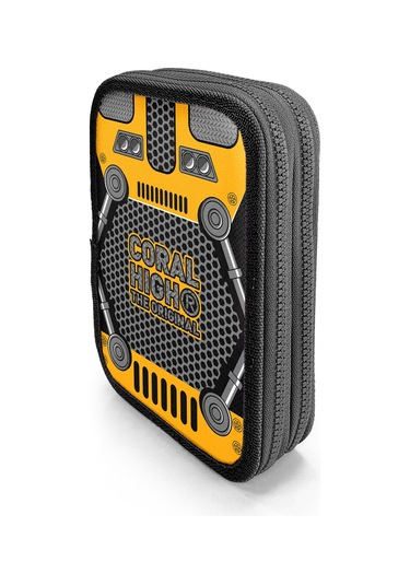 Coral High Kids Sarı Siyah Robot Desenli Çift Katlı Kalem Çanta 11156 Sarı - Siyah