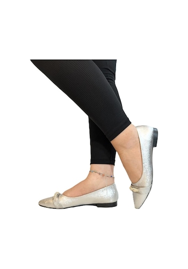 Fiyra 4006 Gümüş Örgü Taşlı Şık Düğünlük Günlük Bayan Babet Gümüş