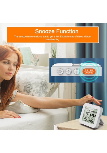 Skycity Beyaz İngilizce Lcd Ekranlı Çok Fonksiyonlu Saat - Sıcaklık, Nem Ölçer, İki Alarm Ve Döngüsel Zamanlayıcı