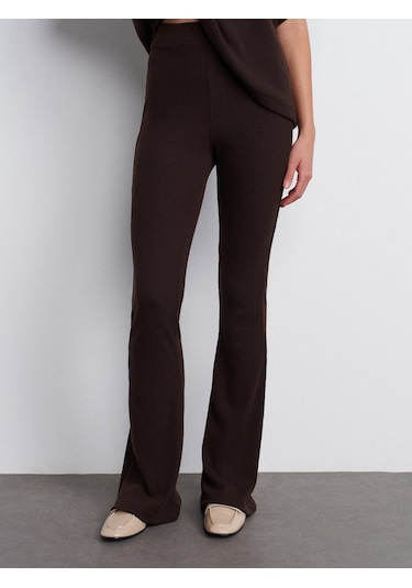 Dilvin 71910 Yüksek Bel Örme Pantolon-kahve Kahve