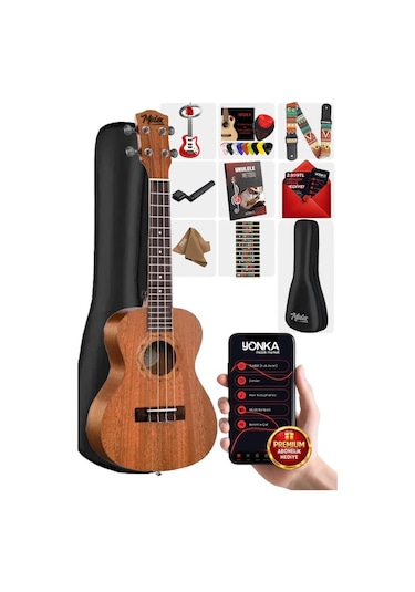 Midex CT-24M Set Maun Concert Ukulele (Softcase Capo Metod Nota Sticker Askı Pena)