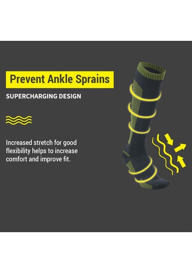 Yuntech01 Su Geçirmez Uzun Konforlu Outdoor Çorap - Yürüyüş, Kamp, Bisiklet İçin Yeşil