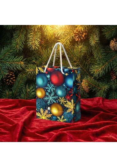 Eczane Hediyelik & Alışveriş Karton Çanta Körüklü Mutlu Yıllar 14 x 20 x 8 CM10 Adet