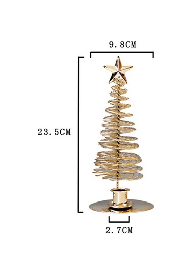 Suntek Çift Tekli Mum Bardaklı Metal Altın Yıldız Ağacı