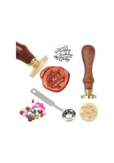 Mektup Damga Mühürü Happy Birthday + 30 Mühür Mumu + Eritme Kaşığ