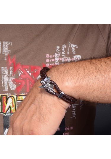 Çelik Deri Bileklik -  Angel Çelik