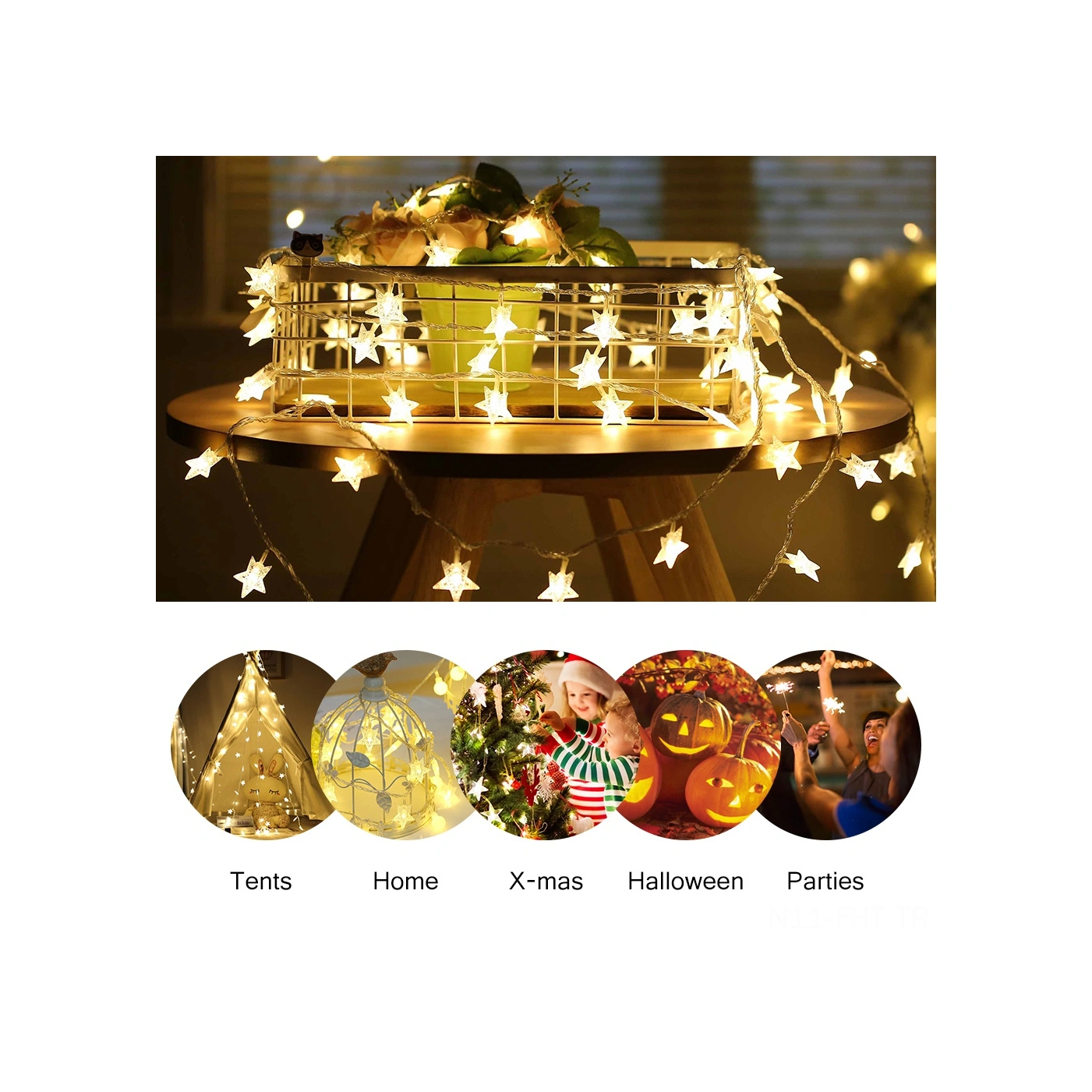 Hangfox 40 Yıldızlı Led Işık Süreci 6m, Sıcak Beyaz, Pilli, Dekoratif Işık Efekti, Enerji Tasarruflu Ve Dayanıklı Diğer