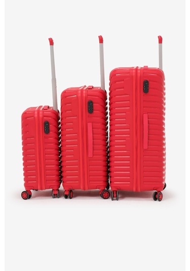 3'lü Set Silikon Kırılmaz Pp Unisex Kırmızı Valiz Pwvlz005 Kırmızı