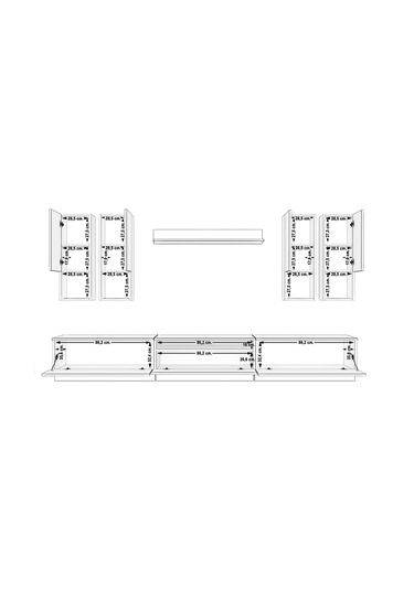 Decoraktiv Trendstyle 8da Mdf Tv Ünitesi Tv Sehpası Beyaz - Siyah Mermer