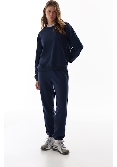 Penti Lacivert Bisiklet Yaka Regular Kesim Pamuklu Sweatshirt