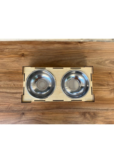 Kemik Tasarımlı Ahşap Evcil Hayvan Mama Kabı