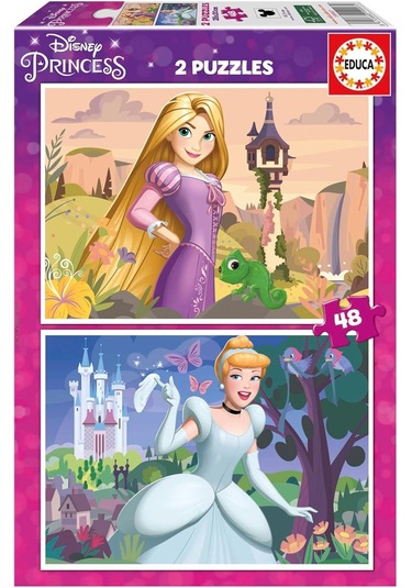 Educa 4-6 Yaş 2x48 Parça Disney Prensesleri Puzzle - Kız Çocuk Karton Puzzle 1 Adet