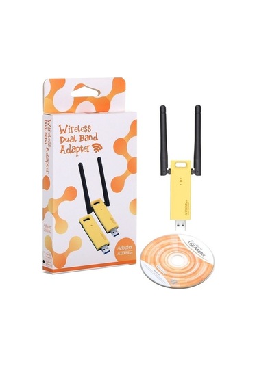 Wondernest Wifi Usb Sarı Kartı Harici Harici Dual Band Antenli Ağ Adaptörü Ac1200mbps 5ghz 3.0 2.4ghz 2 & Fs