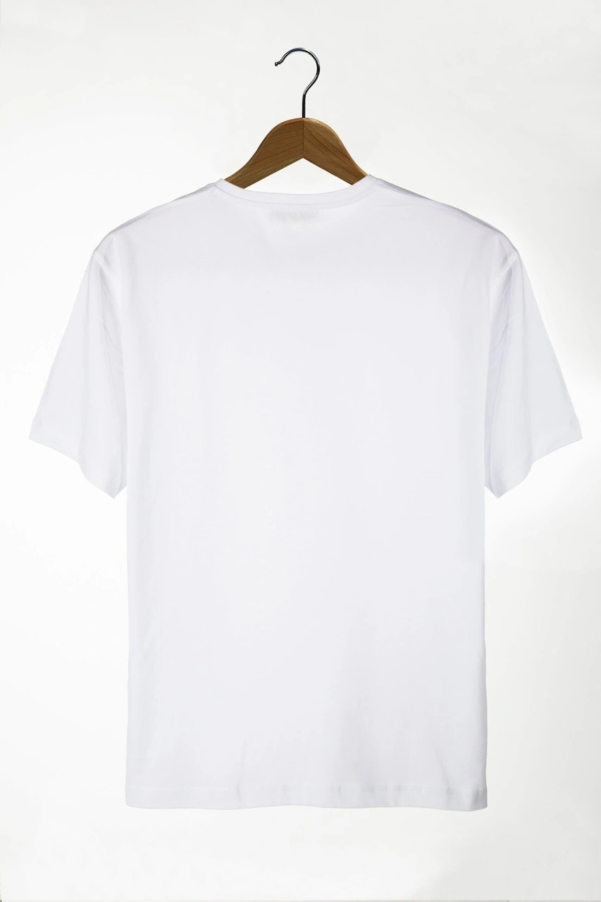 Veaven Unisex Beyaz Bisiklet Yaka Önü Dünya Baskılı Oversize T-shirt Beyaz