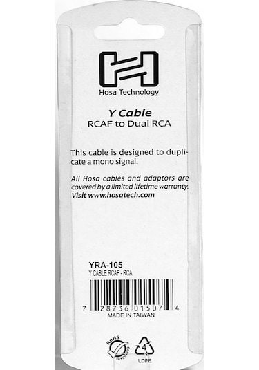 Hosa Technology Yra-105 15 Santim Rca Dişi - Dual Rca Erkek Y