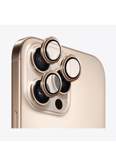 Safeus Safir Temperli Kamera Lens Koruyucu Apple Uyumlu iPhone 16 Pro Max İle Çöl Titanyum
