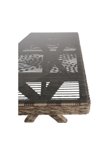 Bossa Rattan Bahçe Masa Takımı 100x200 6 Kişilik Bahçe Mobilyası Gri