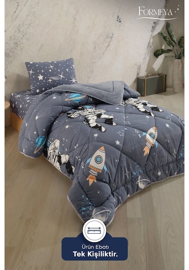 Formeya Astronot Çift Taraflı Welsoft Yorgan Yastık Kılıfı Seti Çarşafsız