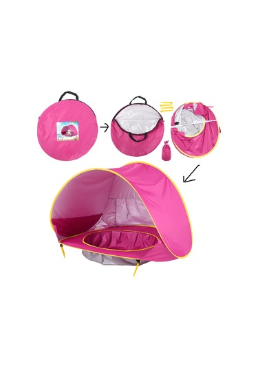 Bebek Havuzlu Plaj Çadırı, 50+ Upf Uv Korumalı Su Geçirmez Çocuk Çadırı Pembe