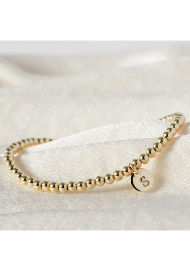 Fosenze Kadınlar İçin 14k Altın Kaplama M Harfi Bilezik - Zımba Taşımlı, Esnek Kordon, Kişiselleştirilmiş Hediye, Allerjenik Olmayan, Günlük Kullanım Uygun Altın