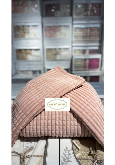 Saraylı Home Merinos Modern Line Yatak Örtüsü Pembe