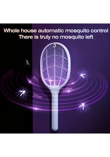 Boatshop1 1 Paket - Elektrikli Sinek Raketi Şarj Edilebilir Sinek Öldürücü 3 Katmanlı Güvenlik Ağı Ev Ve Ofis İçin