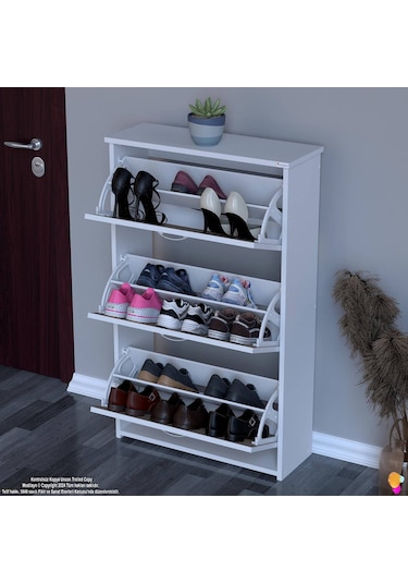 Modilayn West Antre 72x116x26 Cm Lik 3 Düşer Kapak 6 Göz Bölmeli Ayakkabılık Cordoba - Beyaz Modilayn West Antre 72x116x26 Cm Lik 3 Düşer Kapak 6 Göz Bölmeli Ayakkabılık Cordoba - Beyaz