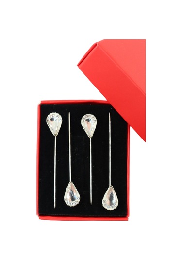 Numetal 4 Lü Pırlanta Taşlı Eşarp İğnesi. Şal İğnesi. Türban İğnesi. Başörtü İğnesi. Eşarp Ve Şal İğnesi Gümüş