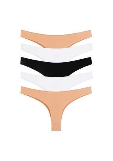 Kadın Külot Brazillian Tanga Lazer Kesim Esnek Iz Yapmayan 5 Li Paket Mıxcolor 92270 R22 Çok Renkli