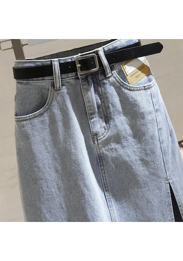 Plaj Yaz Kadın Kot Etek Klasik Açık Mavi Yüksek Bel Günlük Kot Bayan Kot Etek Siyah