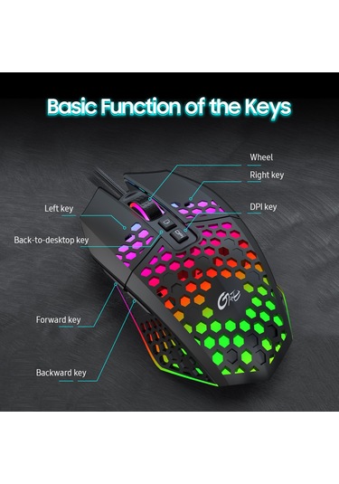 X801 Kablolu Rgb Oyun Faresi, 7 Programlanabilir Düğme, Masaüstüne Dönüş Düğmesi, 6 Ayarlanabilir Dpı Seviyesi, 7 Aydınlatma Modu, Siyah X801
