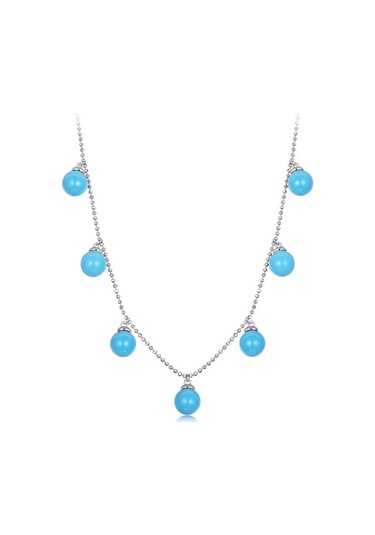 S925 Ayar Gümüş Mavi Turkuaz Çift Aşınma Klavikula Kolye Bsn405 Çok Renkli