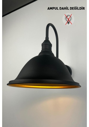 Zupra Siyah Renk Aplik Tekli Duvar Lambası Salon Koridor Restoran Dekoratif Aplikleri Siyah