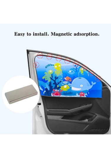 Monyee Oto Cam Güneşlik - Magnetik Şeffaf, Hızlı Kurulum, Uv Engelleyici, Siyah Ayı Tavşan Desenli, Önden Sürücü İçin Yayılımlı