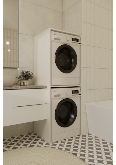Odaco Premium Çkmd-02 %100 Mdf Çamaşır Ve Kurutma Makinası Dolabı Beyaz